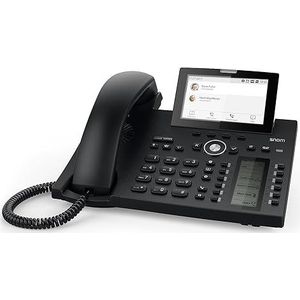 Snom D385N IP telefoon, SIP tafeltelefoon, 4,3 inch TFT-kleurendisplay, 480 x 272 pixels, 12 SIP-identiteiten, sensorhaakschakelaar, USB, 48 zelfbeschreven sleutels (12 fysiek), zwart, 00004600