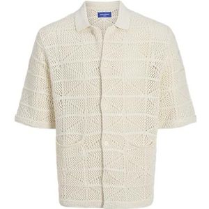 Jack & Jones Jorretiro Crochet Knit Polo Se25, sea salt, M