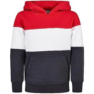 Urban Classics Jongens capuchontrui, Fire Red/White/Navy, 146/152 cm