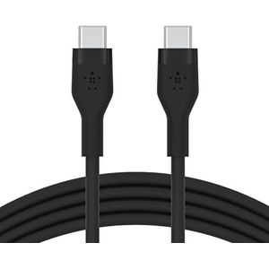 Belkin BoostCharge Flex siliconen USB Type C/C-kabel, USB-IF-gecertificeerde PD-snellaadkabel voor iPhone 15, Plus, Pro, Pro Max, Samsung Galaxy S24, Pixel, iPad, Nintendo Switch en meer, 1 m, zwart