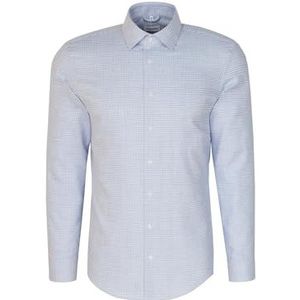 Seidensticker Flanellen overhemd voor heren, shaped fit, gemakkelijk te strijken, Kent-kraag, lange mouwen, 100% katoen, blauw, 43