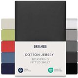 Dreamzie - Boxspring Hoeslaken - Donkergrijs - 180x200 cm - 100% Katoen Jersey - Hypoallergeen - Oeko-Tex