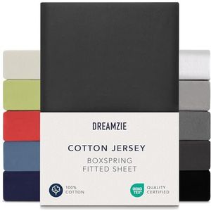 Dreamzie - Boxspring Hoeslaken - Donkergrijs - 180x200 cm - 100% Katoen Jersey - Hypoallergeen - Oeko-Tex