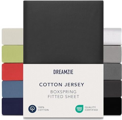 Dreamzie - Boxspring Hoeslaken - Donkergrijs - 180x200 cm - 100% Katoen Jersey - Hypoallergeen - Oeko-Tex