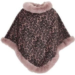 IMALA Damescape met luipaardpatroon, cardigan sweater, roze, Eén maat