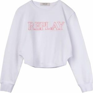 Replay Sweatshirt voor meisjes, 001, wit, 8 Jaar