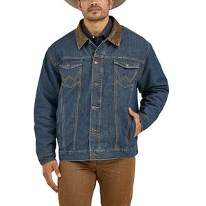 Wrangler Men's Rustic Blanket Lined Denim Jacket, Denim/Blanket, Small