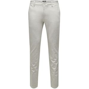 ONLY & SONS ONSMARK Chinobroek voor heren, taps toelopende slim fit chinobroek, Chinchilla, 36W / 34L