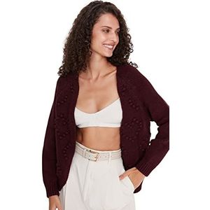 Trendyol Dames Regular Fit Basic V-hals Knitwear Cardigan Blazer, Bordeaux, S