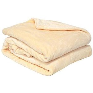 Poyet Motte Fleecedeken van polyester, ivoorkleurig, 130 x 170 cm, MICROFLANELLE