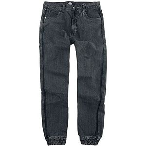 Southpole Herenbroek denim jeansbroek met manchetten aan de broekspijpen, acid washed zwart, maten 30/32 tot 36/34