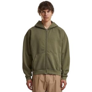 Vintage Heavy Zip Hoodie - Effen - Heren - Kraagloos - Lange Mouwen