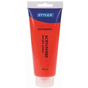 Stylex 28523 – acrylverf op waterbasis, 200 ml tube in vermilnoberrood, mat, hoge dekkings- en kleurkracht, lichtbestendig, sneldrogend en waterbestendig.
