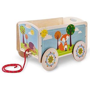Dida - Ladderwagen van hout decoratie vos is een bolderkar om poppen en speelgoed te vervoeren. De handkar is ideaal als transportwagen of als poppenwagen.
