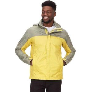 Marmot Men's PreCip Eco Jacket, Waterproof Jacket, Lightweight Hooded Rain Jacket, Windproof Raincoat, Breathable Windbreaker, Ideal for Running and Hiking, Limelight/Vetiver, L