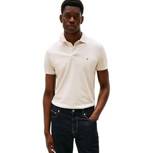 Tommy Hilfiger Heren poloshirt met korte mouwen en contrasterende kraag met normale pasvorm, Bruin (Heathered Havermoutmelk), S