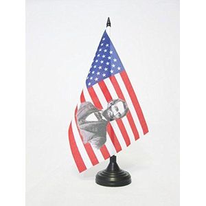 USA tafelvlag met Abraham Lincoln 21x14cm - KLEINE historische Amerikaanse KANTOORVLAG 14 x 21 cm - AZ VLAG