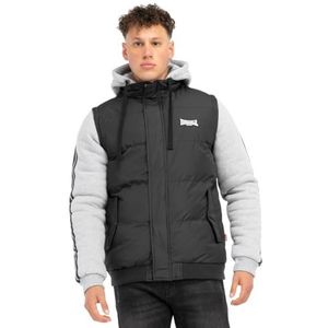 Lonsdale Heren jas met capuchon normale pasvorm DOWPOT, zwart/marl grijs/wit, L