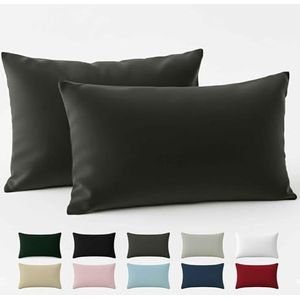 Kussenkussen - 50x70 - Kussensloop - Anthraciet - Set van 2, Versterkte Katoen