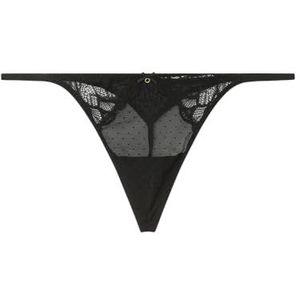 Women'secret Tanga met strepen, must-have ondergoed voor dames, Zwart, XS