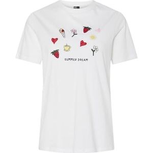 Pcfunly Ss Geborduurd T-shirt JRS Bc, wit (bright white), M