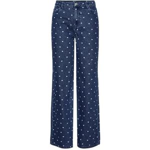 PIECES Pcnea Hw Wide Jeans, Medium Blue Denim/Aop: harten, S