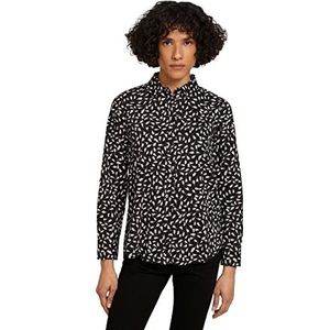 TOM TAILOR Dames Overhemdblouse met fijn patroon 1030242, 28344 - Black Leaf Design, 46