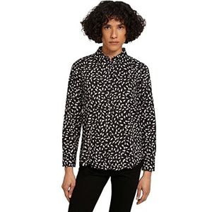 TOM TAILOR Dames Overhemdblouse met fijn patroon 1030242, 28344 - Black Leaf Design, 40