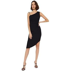 Trendyol Dames Midi Bodycon Regular Geweven Jurk, Zwart, 68