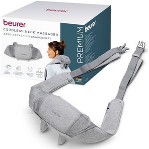 Beurer MG 154 Accu-nekmassageapparaat met warmtefunctie, voor schouders en nek, draadloze werking tot 2 uur, 6 handsimulerende massagekoppen en -vingers, 2 intensiteitsniveaus, wasbaar