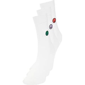 Trendyol Unisex grafische 3 pack gebreide sokken, wit, Tek Ebat, Wit, Eén Maat