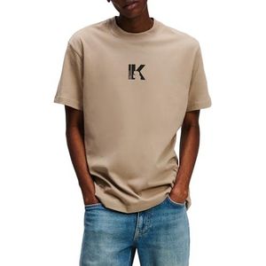 Karl Lagerfeld Jeans, Heren, Regular Korte Mouw KLogo Tee, Regular Fit, Beige, XS