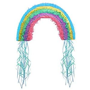 Amscan 9904316 - Pull-Pinata Rainbow & Cloud, 1 stuk, afmetingen 48,5 x 43,3 x 6,8 cm, van papier/plastic, vulbaar met kleine geschenken of snoep, perfect voor kinderverjaardag en themafeest