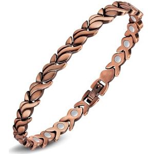 Jeracol Dames koperen armbanden - 99,99% puur koperen magnetische armband voor vrouwen - verstelbare armbandlengte met meegeleverde maatgereedschap