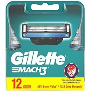 Gillette Mach3 Vervangende scheermesjes voor mannen, 12 stuks, met harder dan staal scheermesjes voor scheerapparaten tot 15 keer per mes