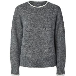 pieces - PCIVY LS O-NECK CONTRAST KNIT NOOS BC - Gebreide Trui - Medium Grey Melange