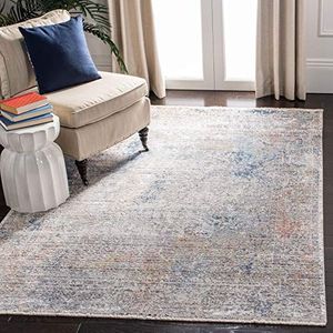 Safavieh Hedendaags tapijt voor woonkamer, eetkamer, slaapkamer - Dream Collection, korte pool, grijs en blauw, 91 x 152 cm