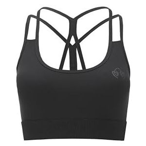 Carlheim Women's active wear Sports Bra Ribbed Panel-Rikke, Black, X-Small