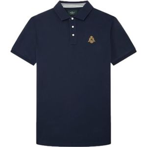 Hackett London Heren gebreide overshirt Polo, Blauw (Navy), S, Blauw (zwart), S