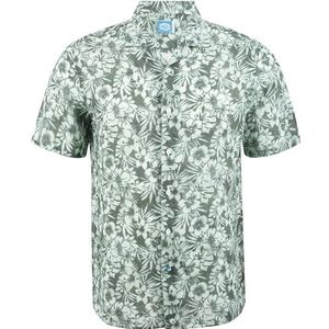 Panareha Men's Hawaiian Linen Floral Aloha Shirt MAUI Green (XL)