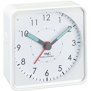 TFA Dostmann Picco, 60.1510.02, analoge radiowekker, stil uurwerk, klein en handig kunststof, wit 4 x 8 x 11,2 cm, L 82 x B 40 x H 112 mm