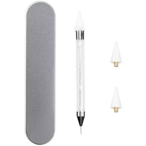 OOTDAY Strass Picker Dotting Pen Dual End Nail Strass-steentjes Picker Tool met 2 extra waspunten, dotting pen voor stenen, kristallen, edelstenen, wit