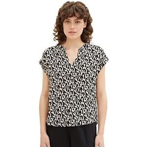 TOM TAILOR Basic damesblouse, 32148 - zwart klein abstract design, 42