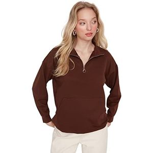 Trendyol Dames Polo hals Plain Regular Sweater, Bruin, XS, BRON, XS