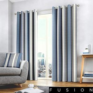 Fusion Twee gordijnpanelen, katoen, polyester, blauw, 168 cm (66) x 137 cm (54)