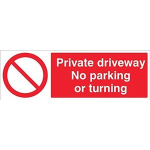 Caledonia Signs 16590G Eigen oprit Geen parkeren of draaien Stijf PVC Veiligheidsteken, Wit