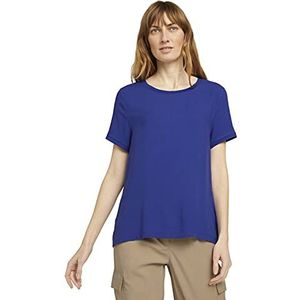 TOM TAILOR Dames T-shirt in materiaalmix 1025787, 26529 - Anemone Blue, XS