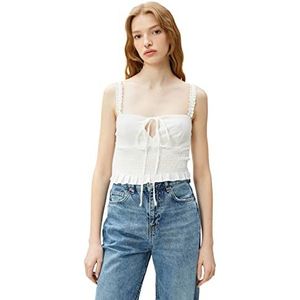 Koton Dames Crop Gimped Cut Out Detail Viscose Mix Tanktop, wit (000), 34