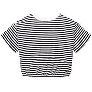 TOM TAILOR Meisjes kinderen cropped T-shirt met strepen, 31697 - Offwhite Coal Grey Stripe, 176 cm