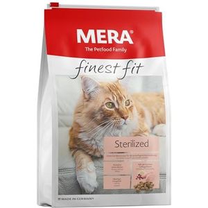 MERA finest fit gesteriliseerd, droog kattenvoer voor gesteriliseerde of gecastreerde katten, droogvoer van vers gevogelte en rijst, vetarm voer zonder suiker (4 kg)